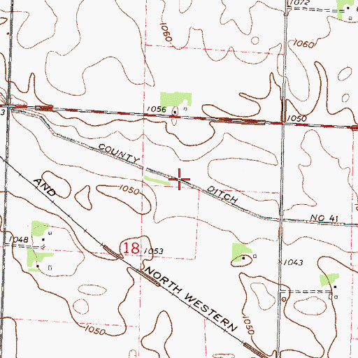 Topographic Map of County Ditch Number Fortyone, MN