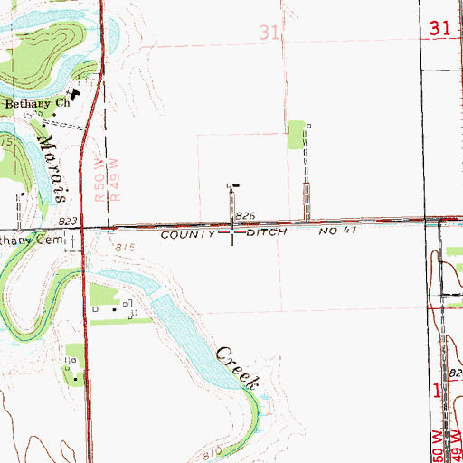 Topographic Map of County Ditch Number Fortyone, MN