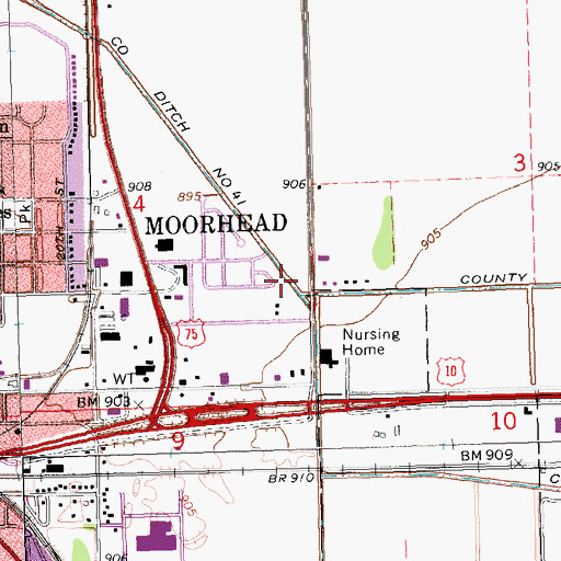 Topographic Map of County Ditch Number Fortyone, MN