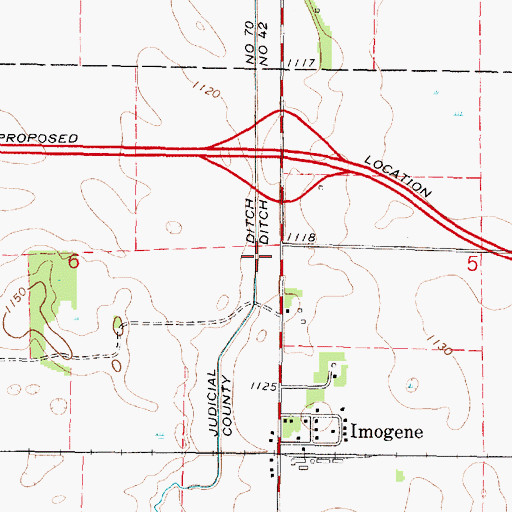 Topographic Map of County Ditch Number Fortytwo, MN