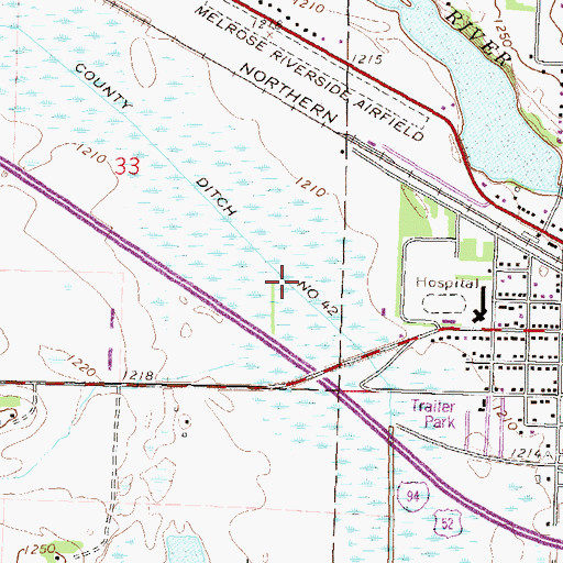 Topographic Map of County Ditch Number Fortytwo, MN