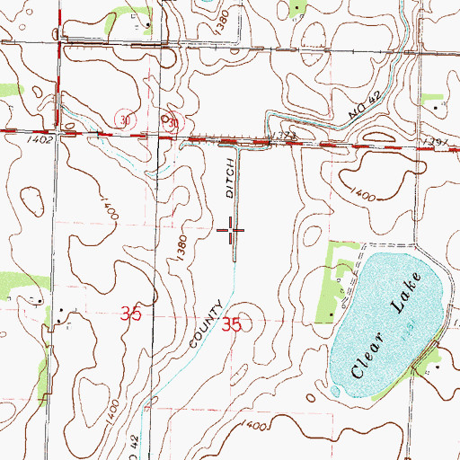 Topographic Map of County Ditch Number Fortytwo, MN