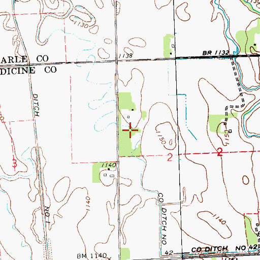 Topographic Map of County Ditch Number Fortytwo, MN