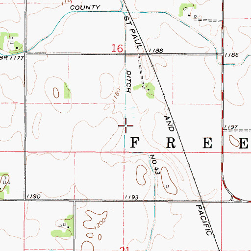 Topographic Map of County Ditch Number Fortythree, MN