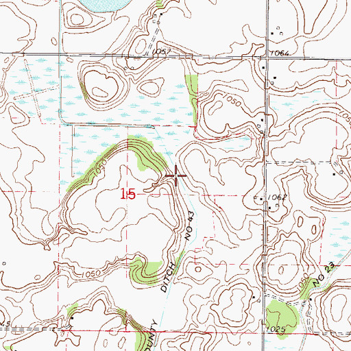 Topographic Map of County Ditch Number Fortythree, MN