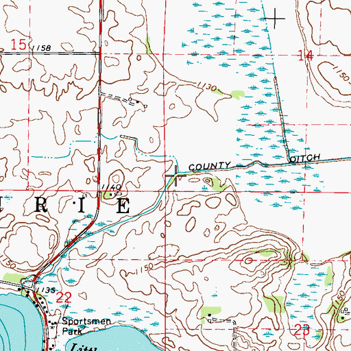 Topographic Map of County Ditch Number Fortyfour, MN