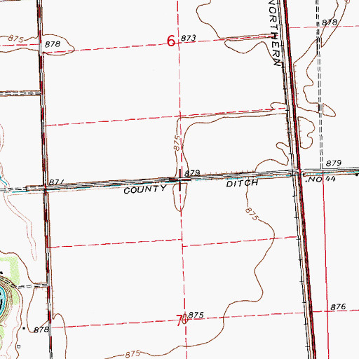 Topographic Map of County Ditch Number Fortyfour, MN