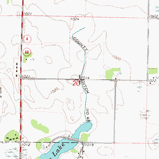 Topographic Map of County Ditch Number Fortyfive, MN