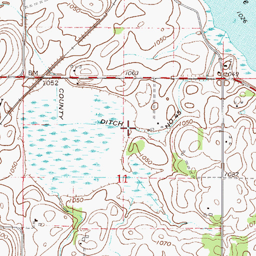 Topographic Map of County Ditch Number Fortyfive, MN