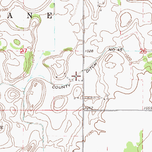 Topographic Map of County Ditch Number Fortyfive, MN