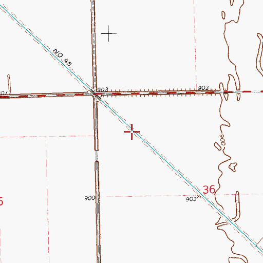 Topographic Map of County Ditch Number Fortyfive, MN
