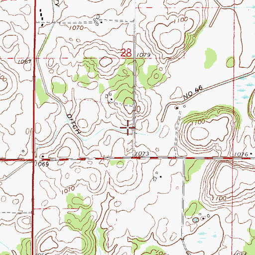 Topographic Map of County Ditch Number Fortysix, MN