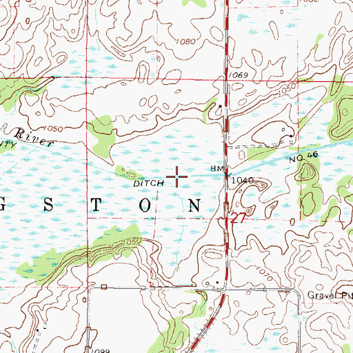 Topographic Map of County Ditch Number Fortysix, MN