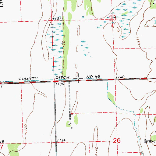 Topographic Map of County Ditch Number Fortysix, MN