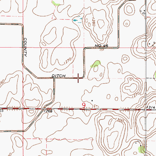 Topographic Map of County Ditch Number Fortysix, MN