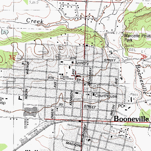 Topographic Map of First Freewill Baptist Church, AR
