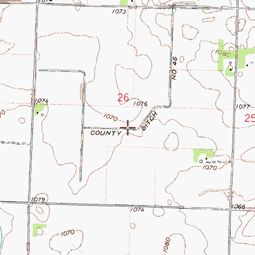 Topographic Map of County Ditch Number Fortysix, MN