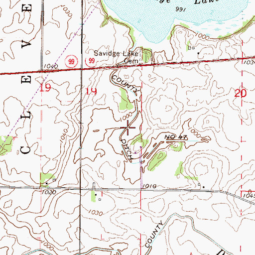 Topographic Map of County Ditch Number Fortyseven, MN