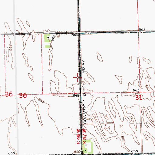 Topographic Map of County Ditch Number Fortyseven, MN