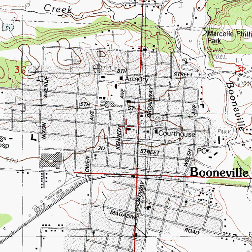 Topographic Map of First Baptist Church, AR