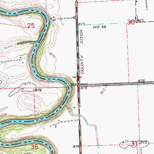 Topographic Map of County Ditch Number Fortynine, MN