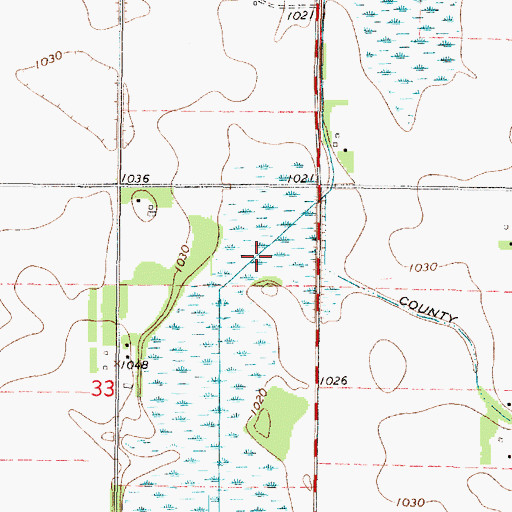 Topographic Map of County Ditch Number Five, MN