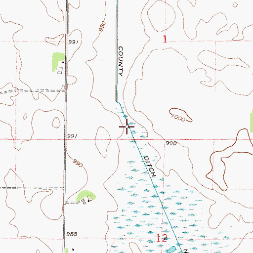Topographic Map of County Ditch Number Five, MN