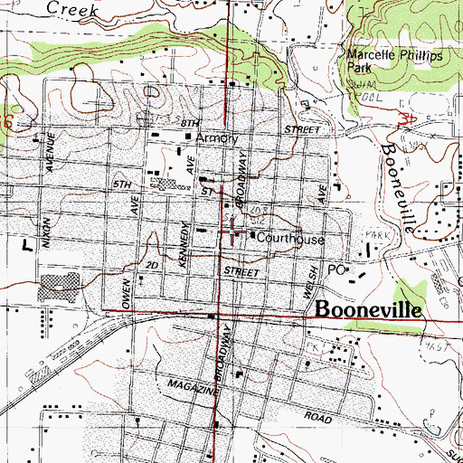 Topographic Map of First United Methodist Church, AR
