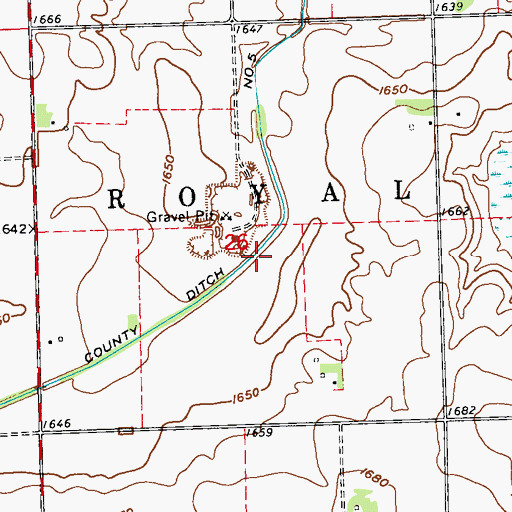 Topographic Map of County Ditch Number Five, MN