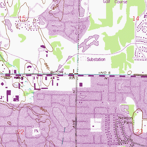 Topographic Map of County Ditch Number Five, MN