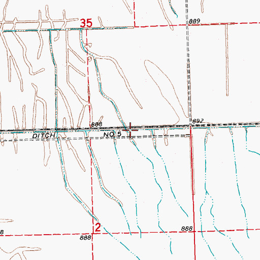 Topographic Map of County Ditch Number Five, MN