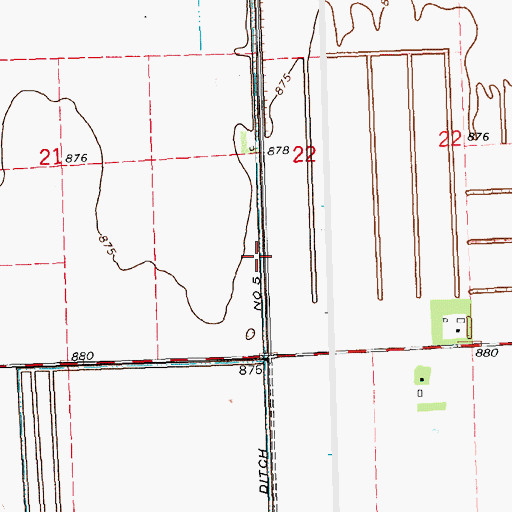 Topographic Map of County Ditch Number Five, MN