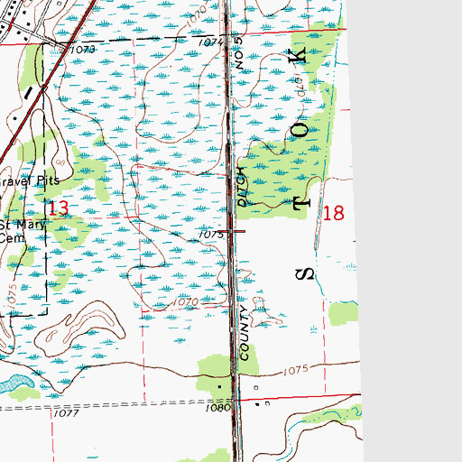 Topographic Map of County Ditch Number Five, MN