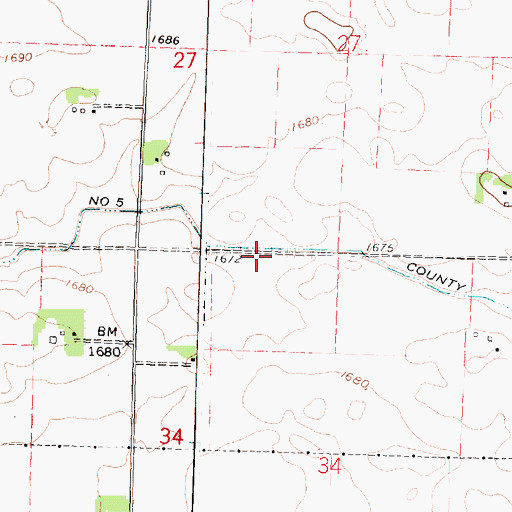 Topographic Map of County Ditch Number Five, MN