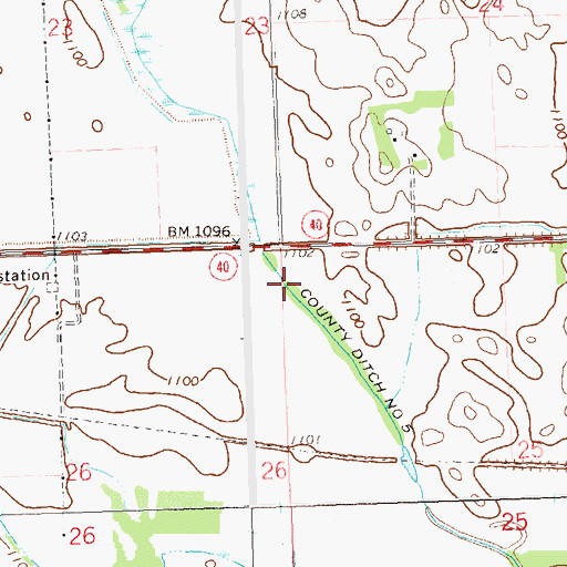 Topographic Map of County Ditch Number Five, MN