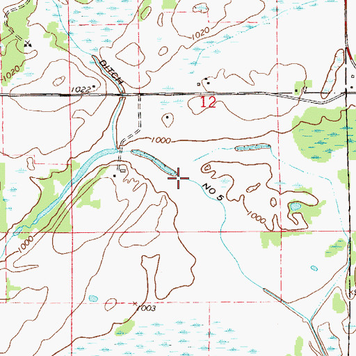 Topographic Map of County Ditch Number Five, MN