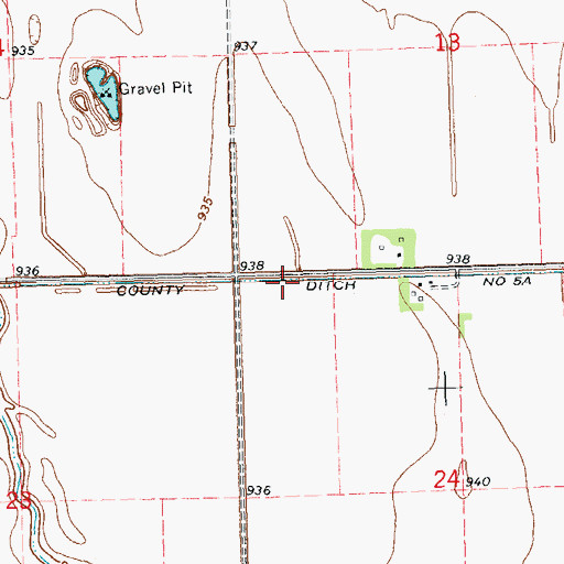Topographic Map of County Ditch Number Five A, MN