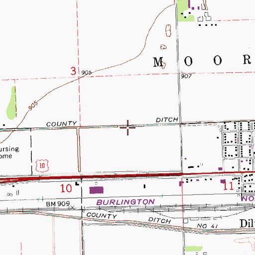 Topographic Map of County Ditch Number Fifty, MN