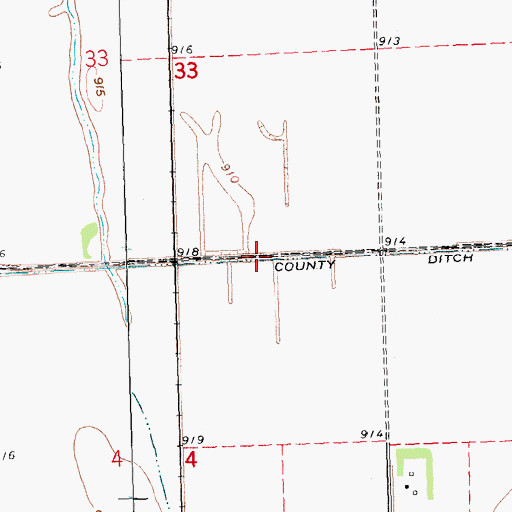 Topographic Map of County Ditch Number Fifty, MN