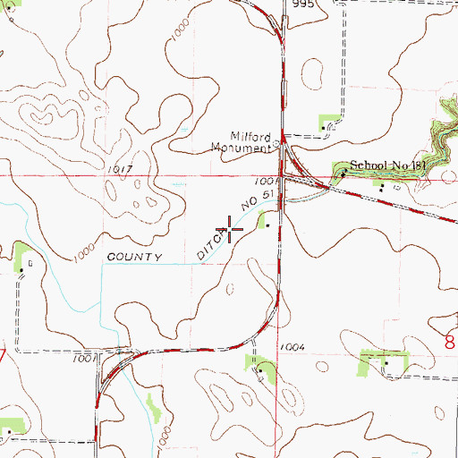 Topographic Map of County Ditch Number Fiftyone, MN