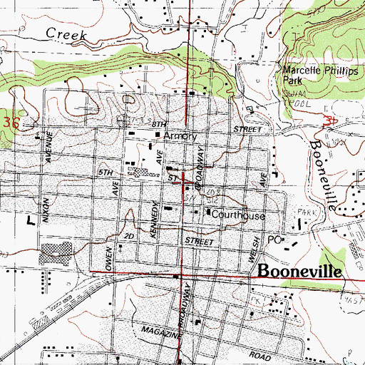 Topographic Map of Fifth Street Church of Christ, AR