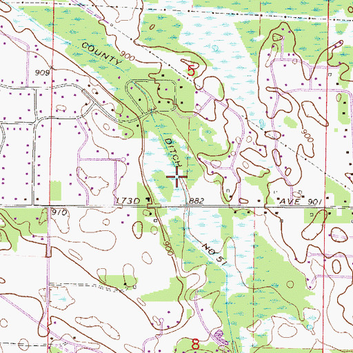 Topographic Map of County Ditch Number Fiftyone, MN