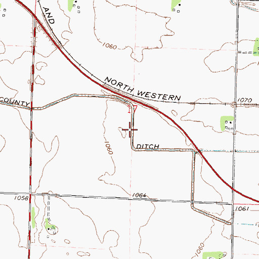 Topographic Map of County Ditch Number Fiftytwo, MN