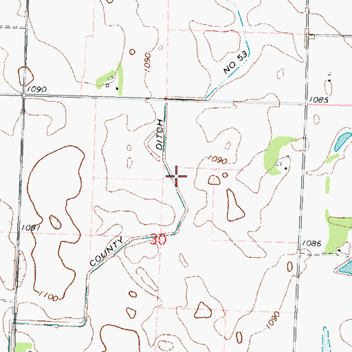 Topographic Map of County Ditch Number Fiftythree, MN