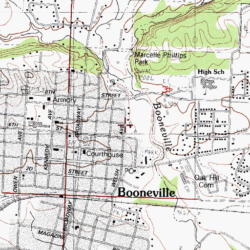 Topographic Map of Parkview Baptist Church, AR