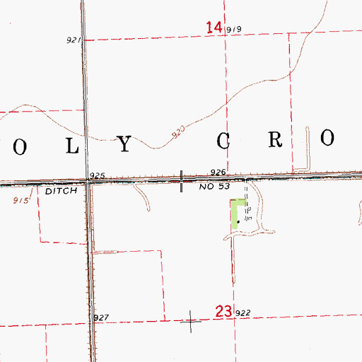 Topographic Map of County Ditch Number Fiftythree, MN