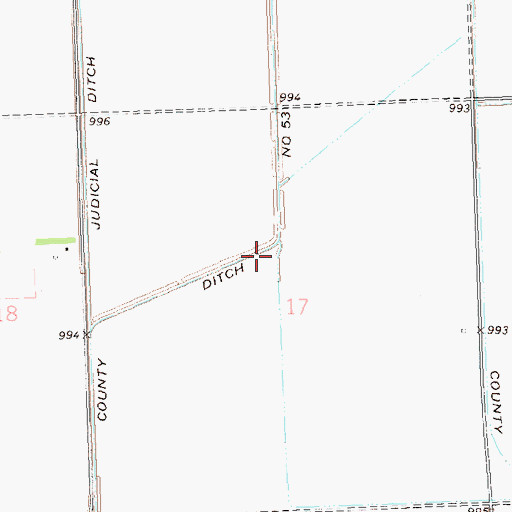 Topographic Map of County Ditch Number Fiftythree, MN