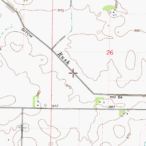 Topographic Map of County Ditch Number Fiftyfour, MN