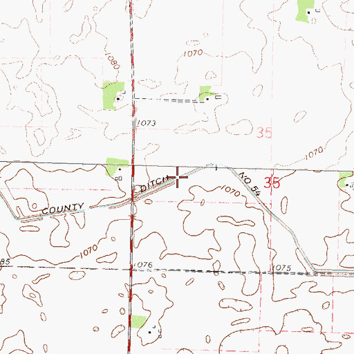Topographic Map of County Ditch Number Fiftyfour, MN