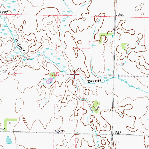 Topographic Map of County Ditch Number Fiftyfive, MN